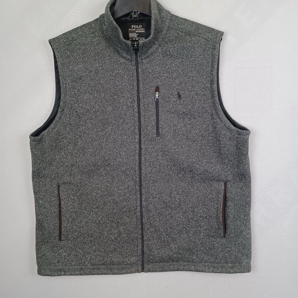 Polo Ralph Lauren Performance Vest Mens XXL Pony Gray Fleece Zip Pockets Golf